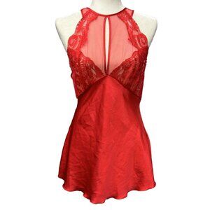 Shirley of Hollywood Lingerie Sexy Sheer Red Lace Babydoll Peekaboo Cutouts